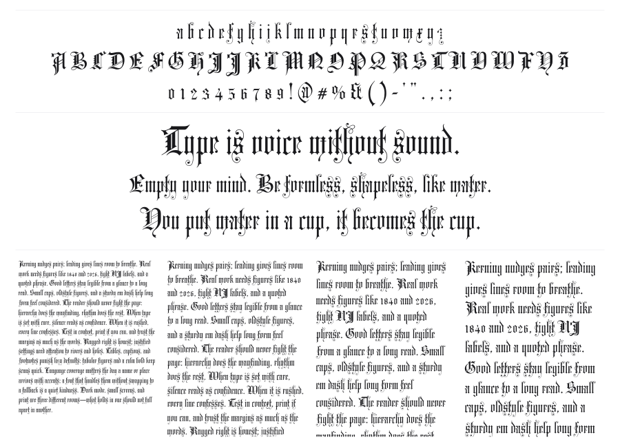 Kirchen Gotisch specimen sheet