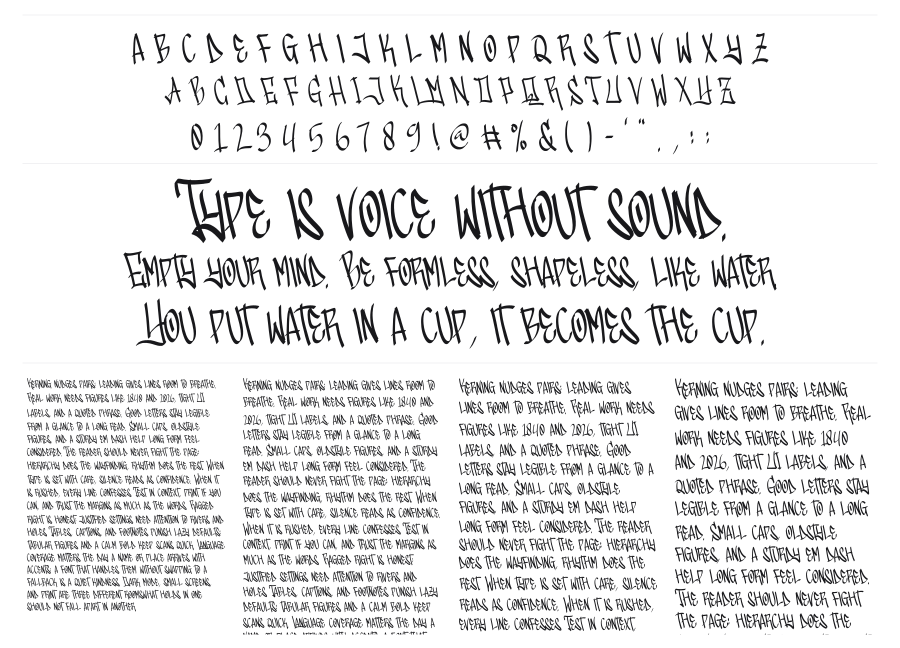 Gangstown GT specimen sheet