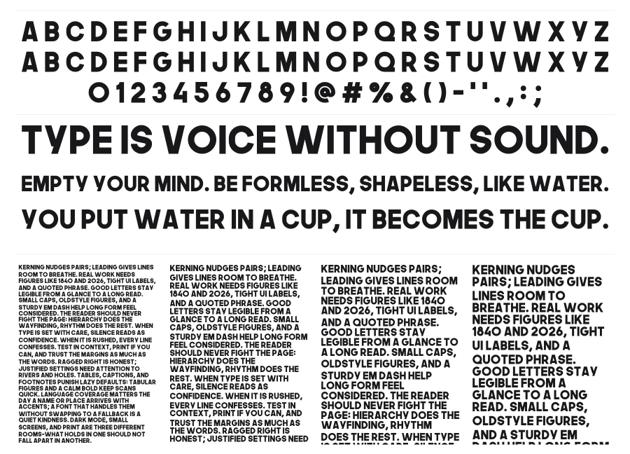 The Next Font specimen sheet