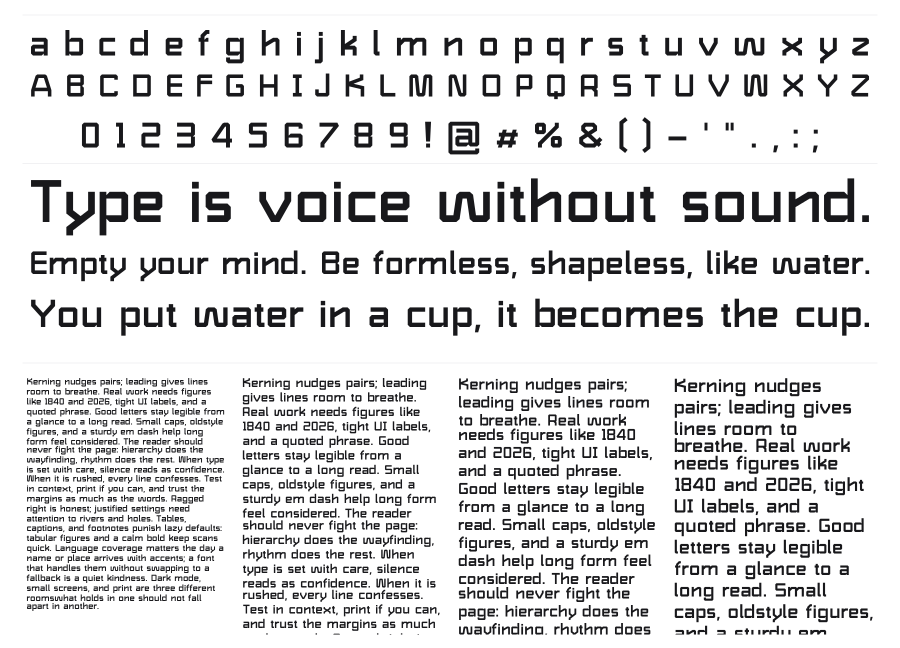 Shaffron specimen sheet