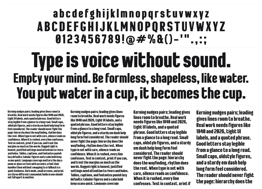 L Libas Sans specimen sheet