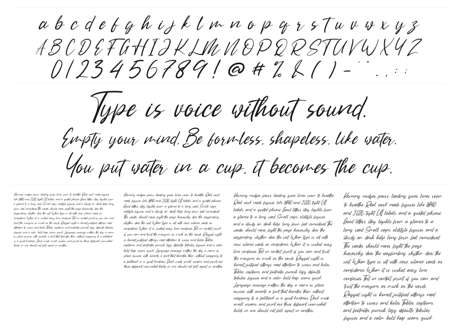 Jathselim specimen sheet