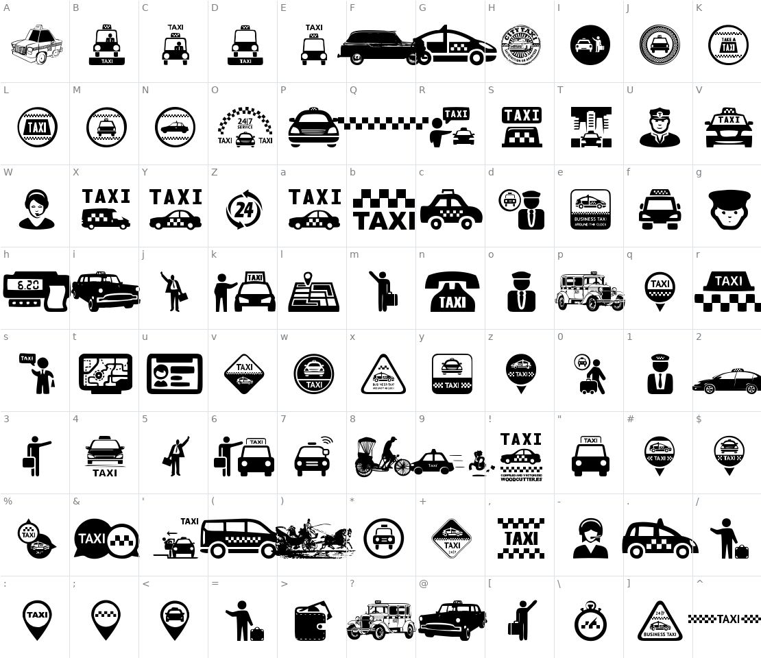 Character set for Taxi