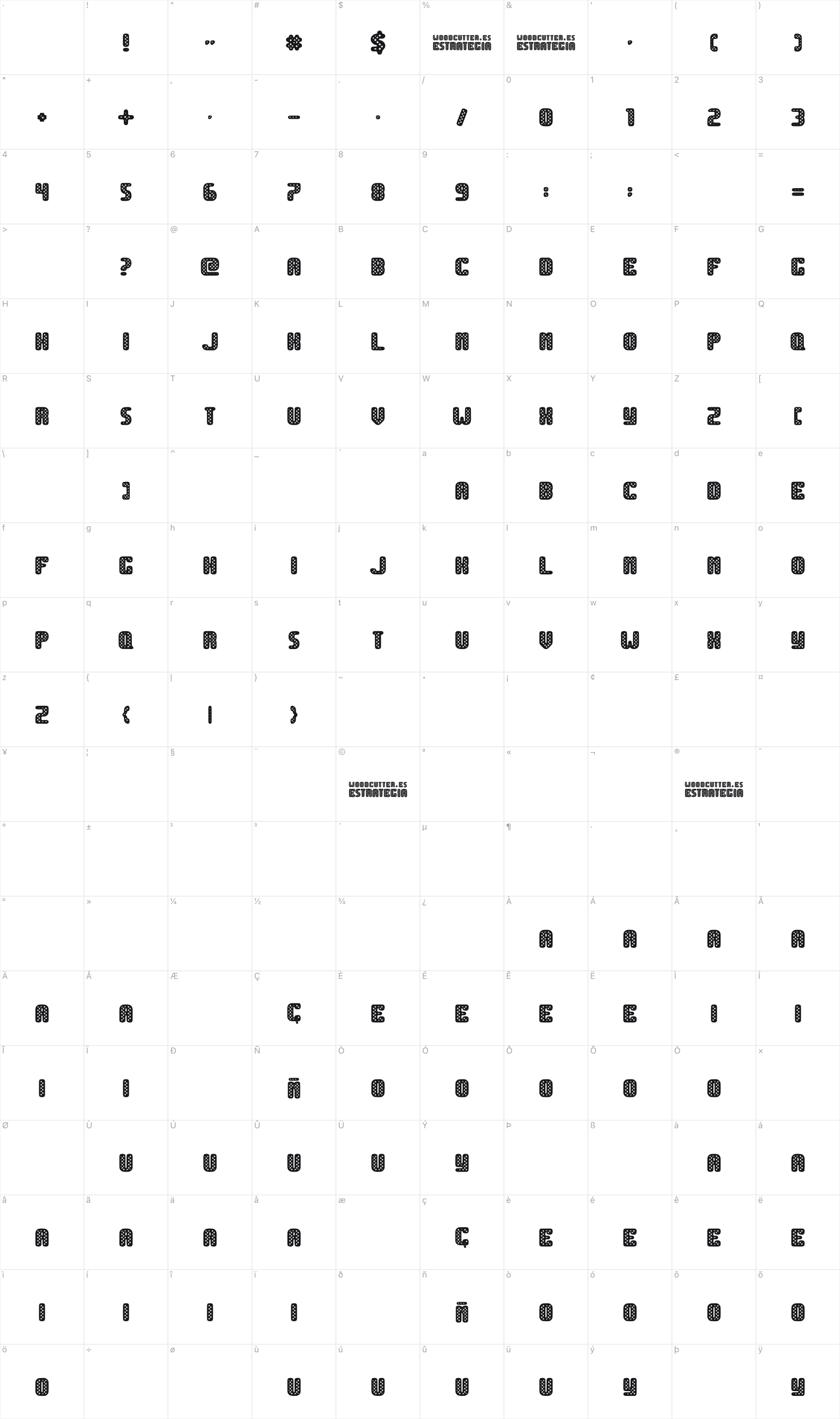 Estrategia glyph table