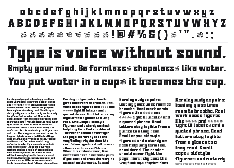 Sutixo specimen sheet