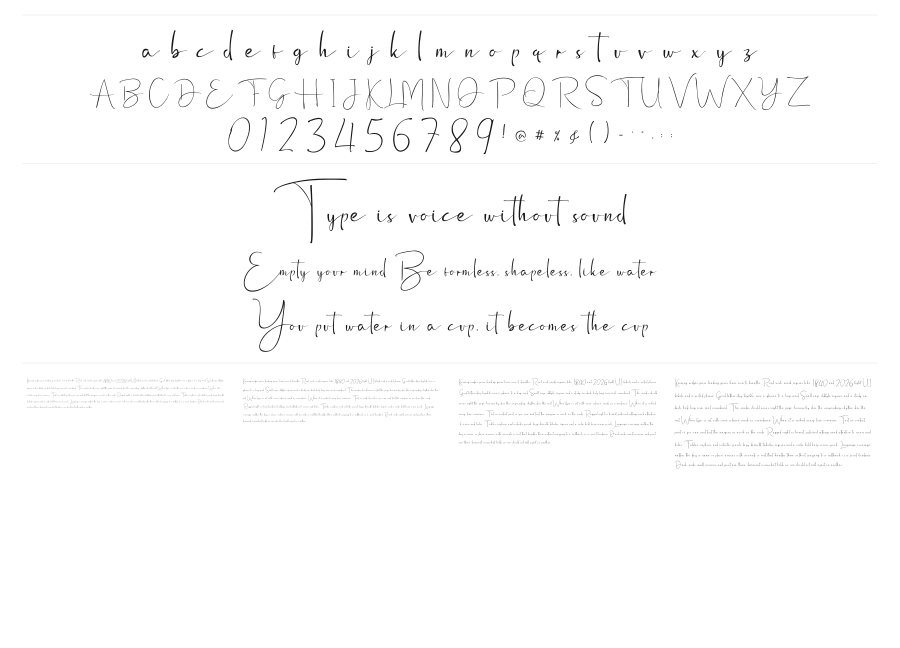 Dalty specimen sheet