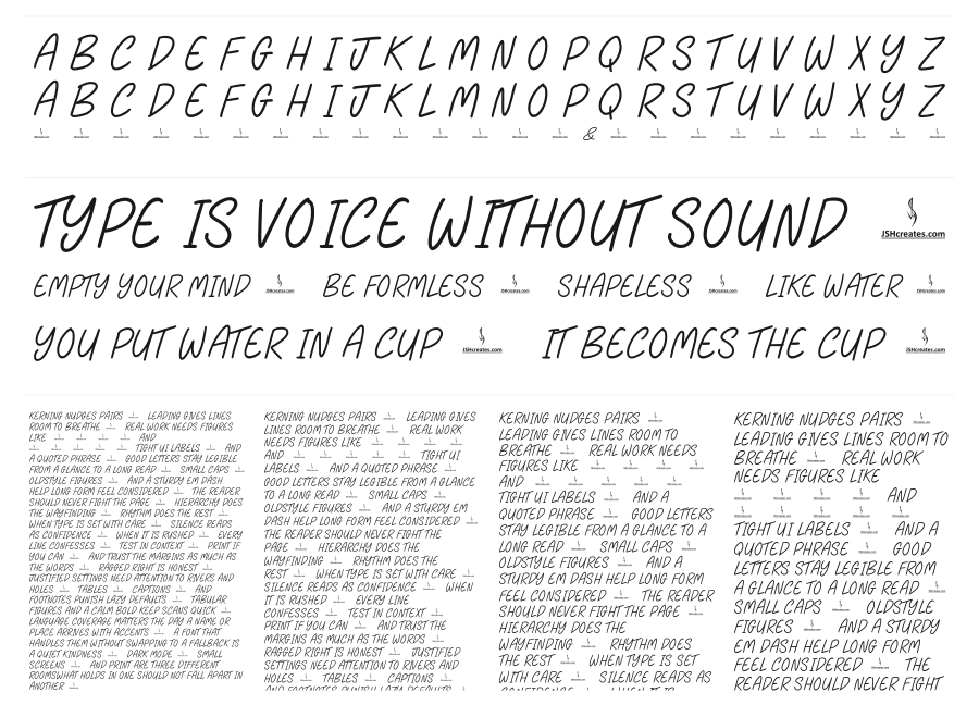 Bread & Butter specimen sheet