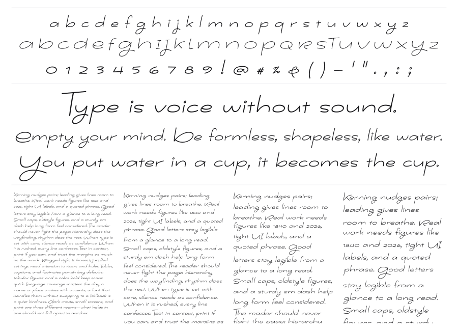 Youthing October Fourteen specimen sheet