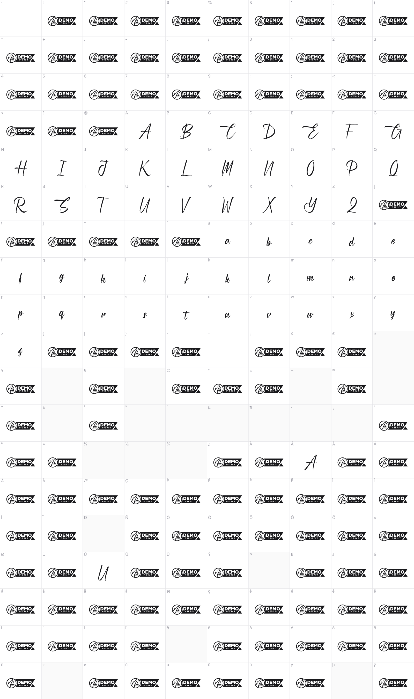 Estherville glyph table