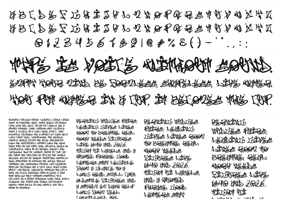 Vabioxe Graffiti specimen sheet