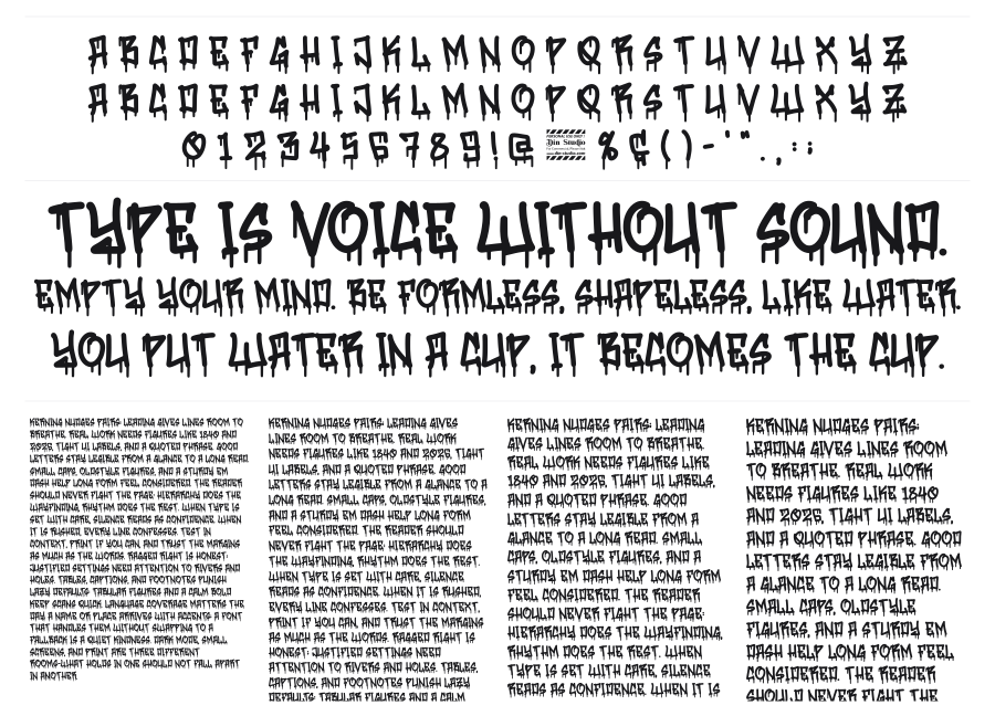 Boostery specimen sheet