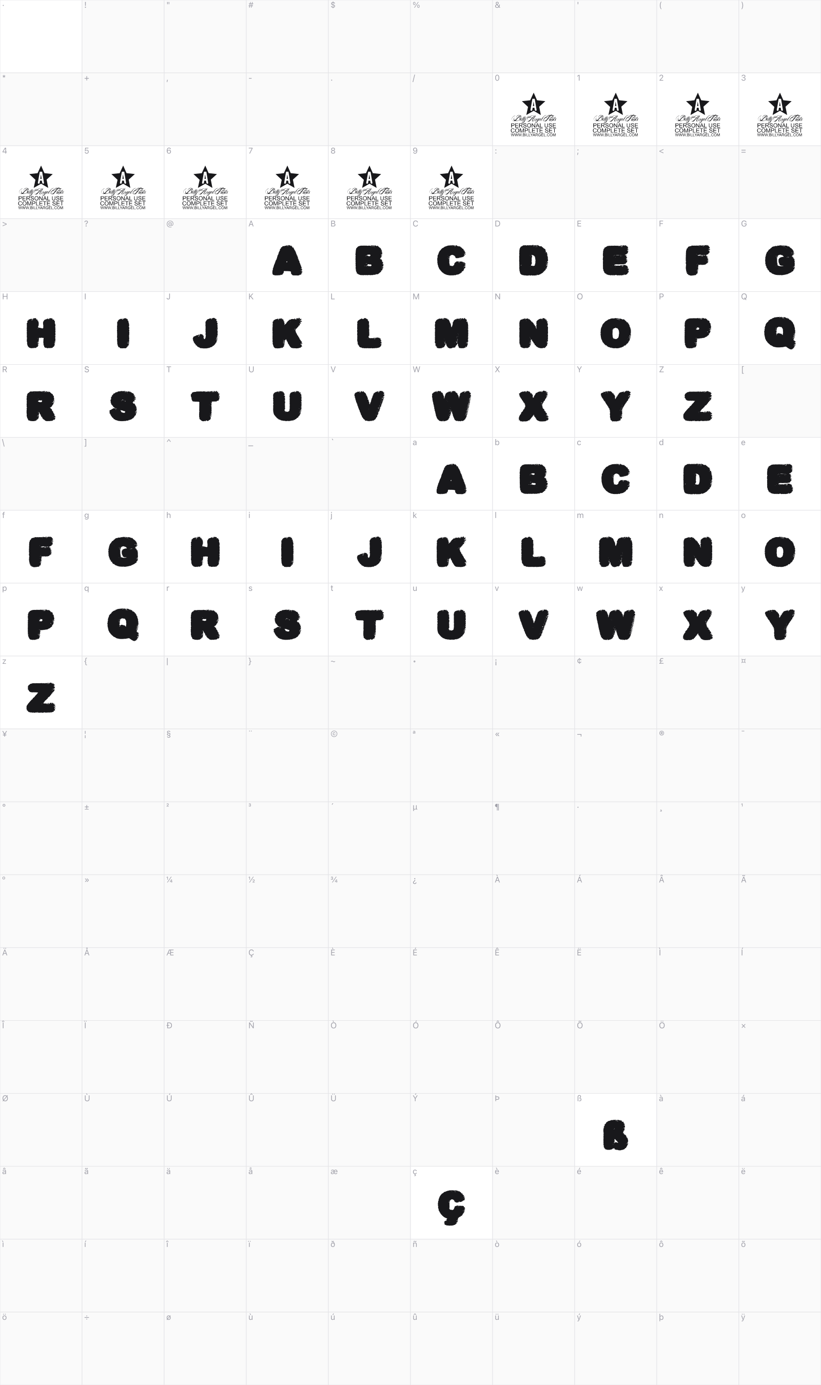 Gorilaz glyph table