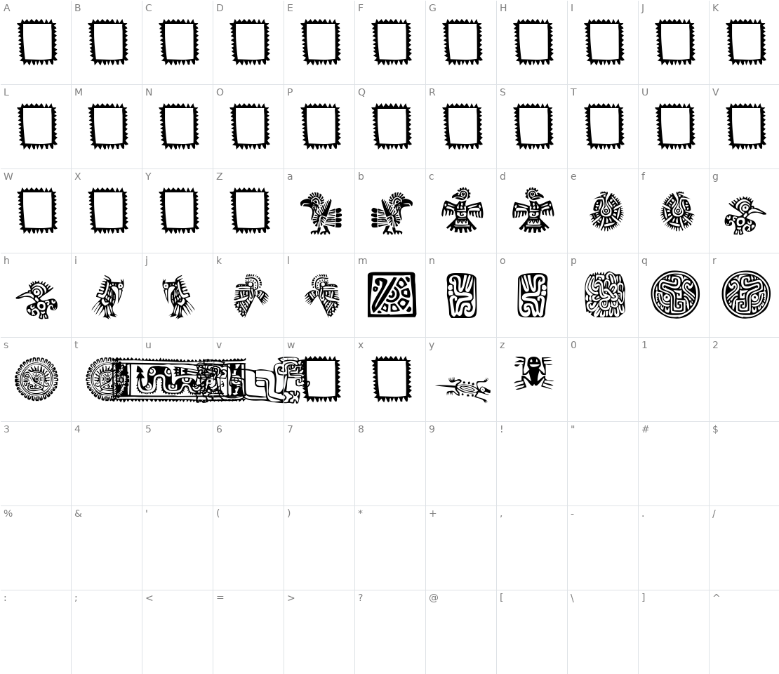 Character set for Mexican Ornaments