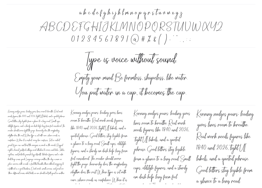 Babyghost specimen sheet