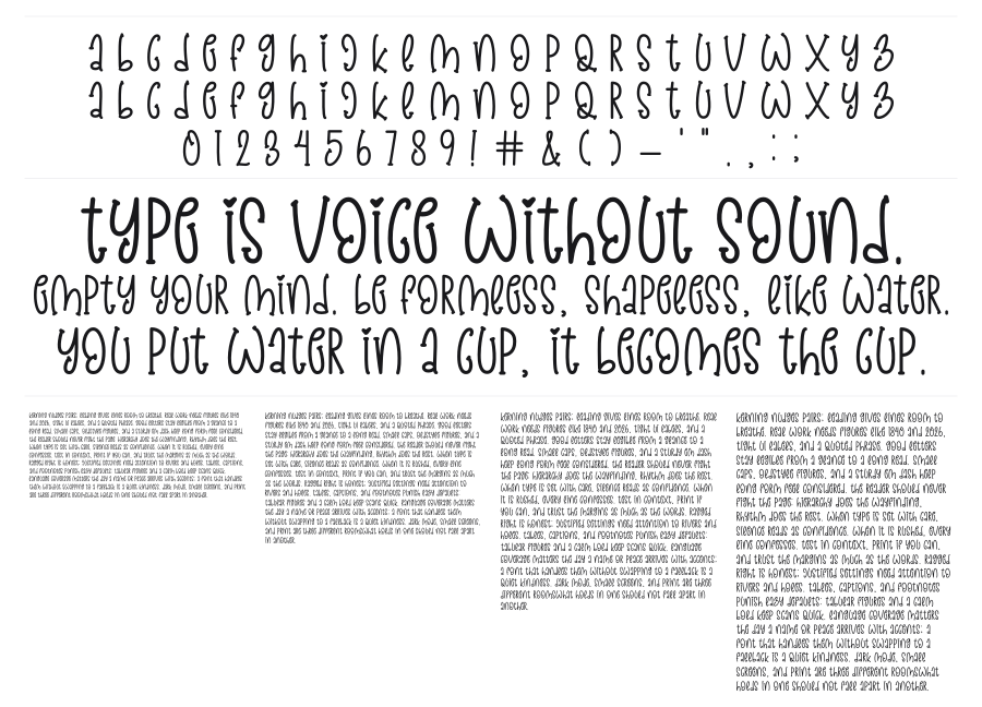 Easter Script specimen sheet