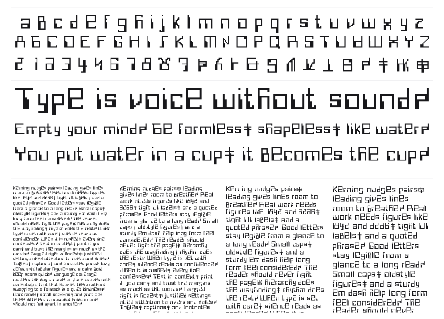 1Bit Shidinn specimen sheet