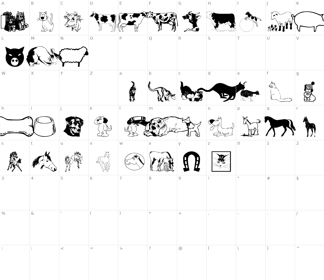 Character set for WM Animals 1