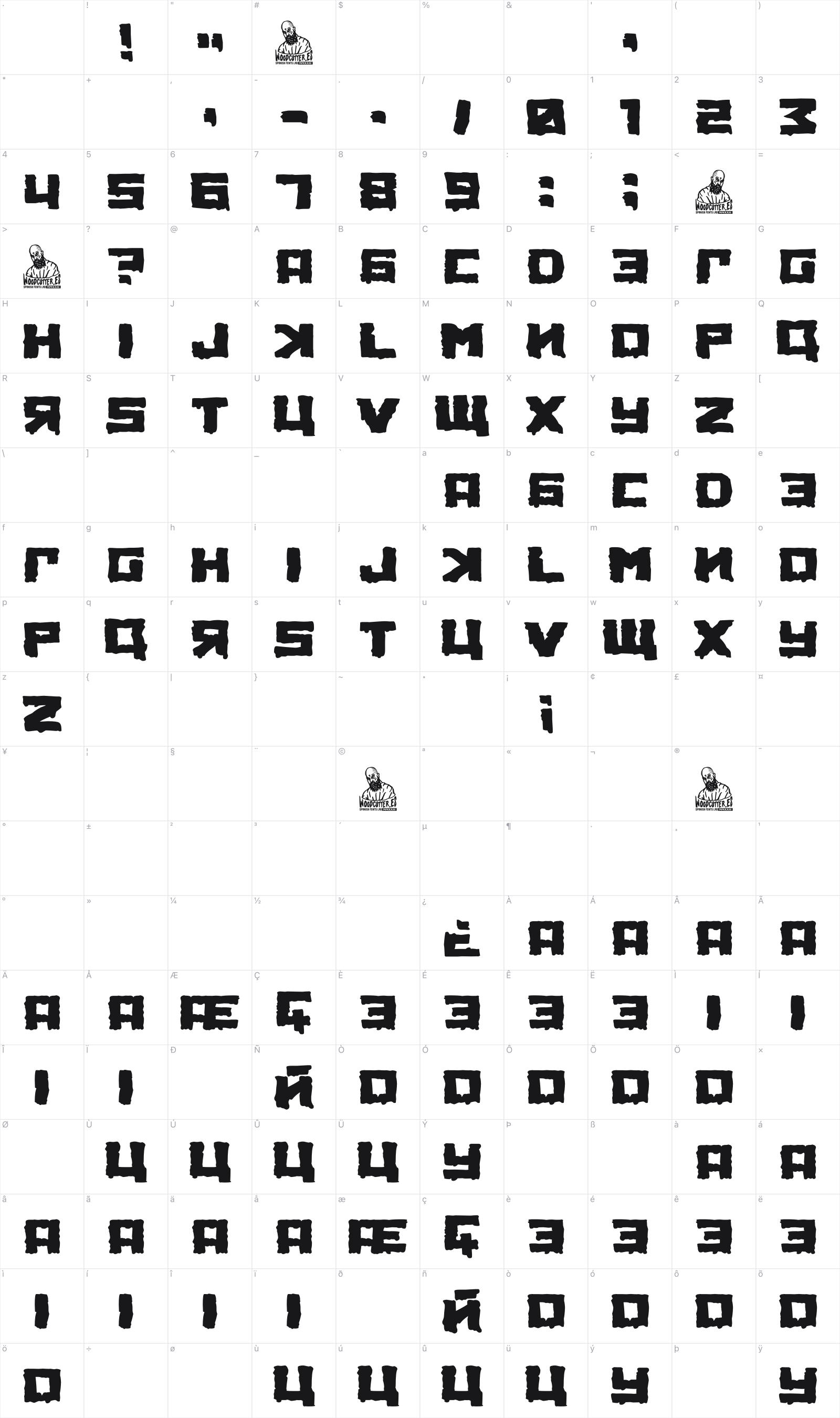 KGB Municipal Cemetery glyph table