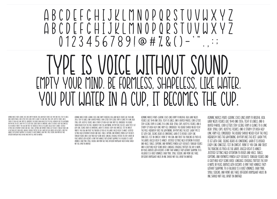 Vocation specimen sheet