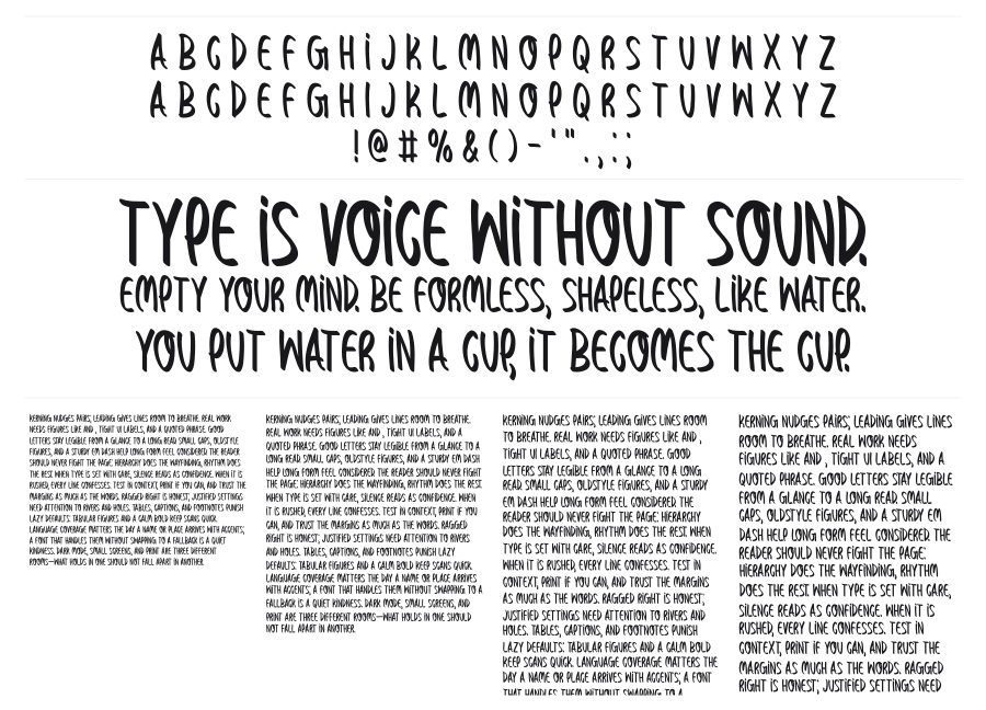 Radiant Summer specimen sheet