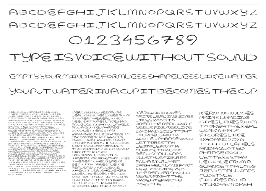 Beaver Scratches specimen sheet