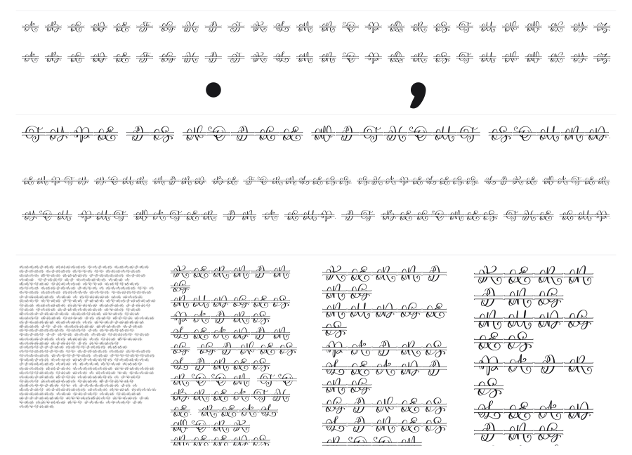 Glam specimen sheet