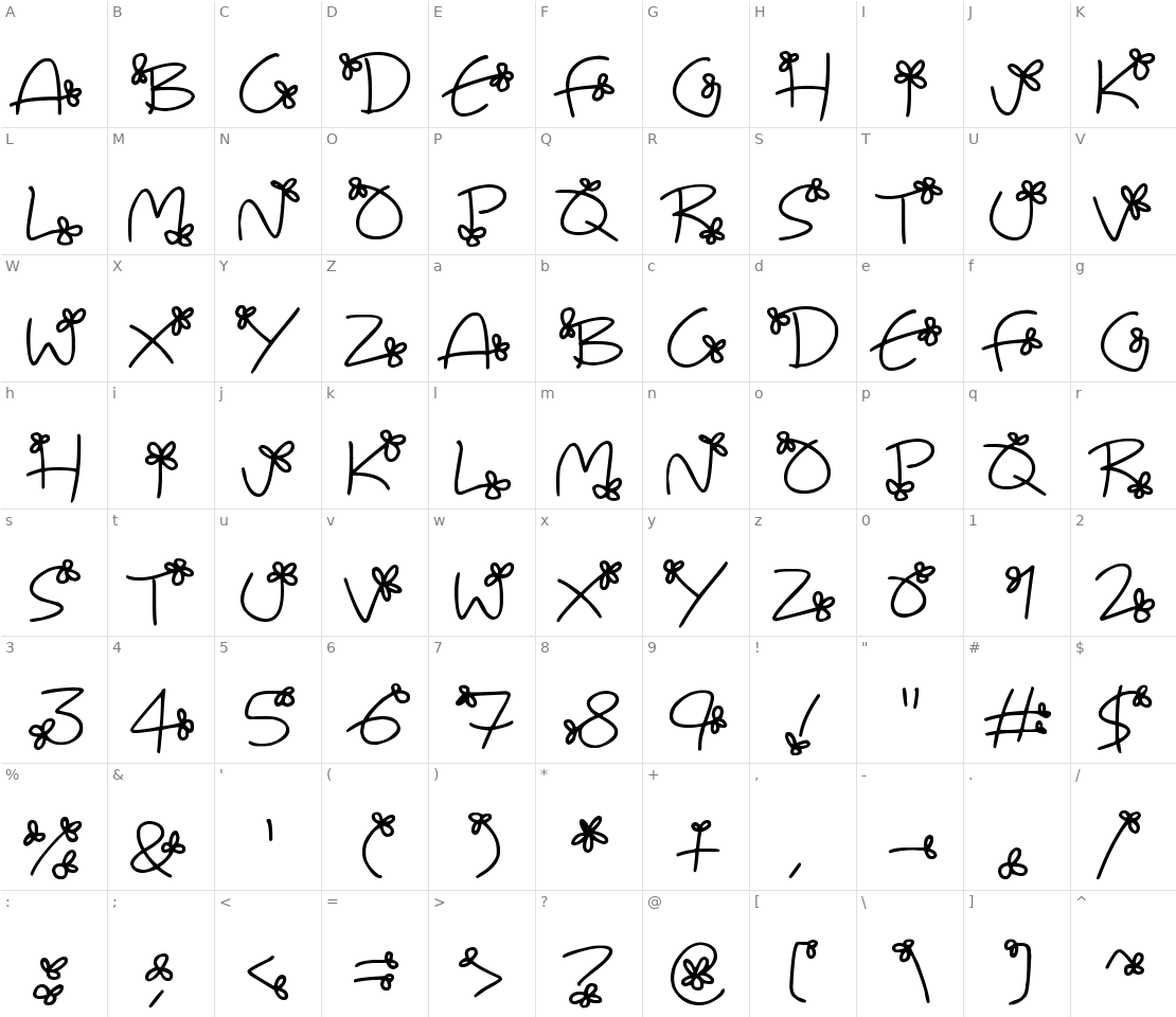 Character set for Flowing Flowers