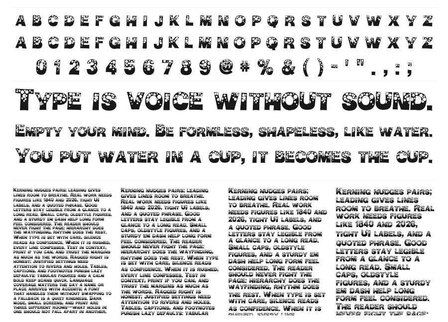 BubbleMan specimen sheet