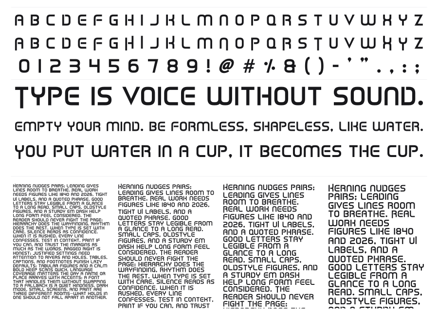 Alien Cybernetics specimen sheet