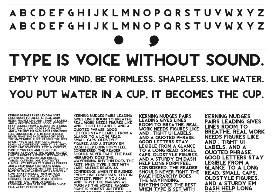 Revolution specimen sheet