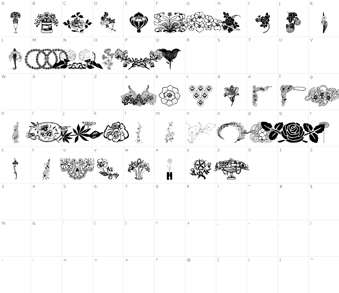 Character set for WM Flowers