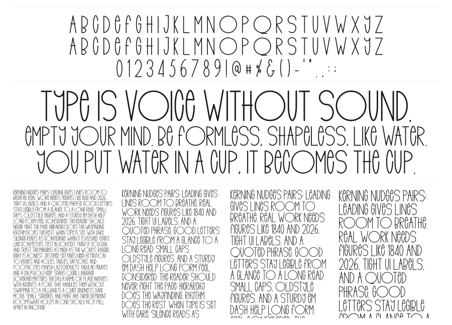 Funky Child specimen sheet