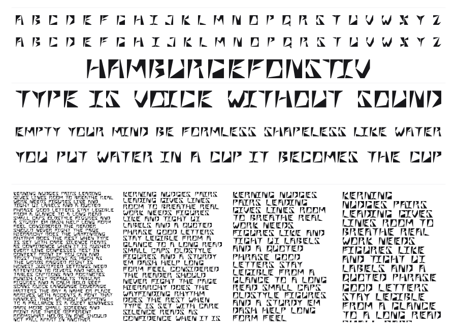 Quadra specimen sheet