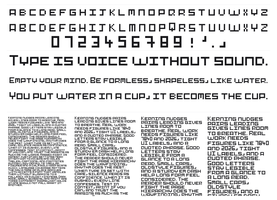 Pixel-Art specimen sheet