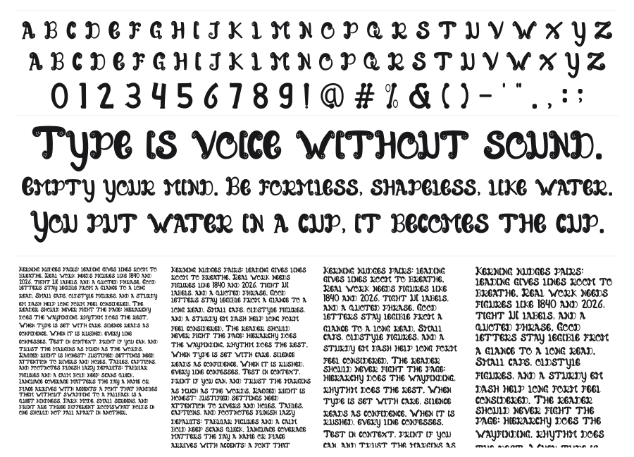 Calls Future specimen sheet