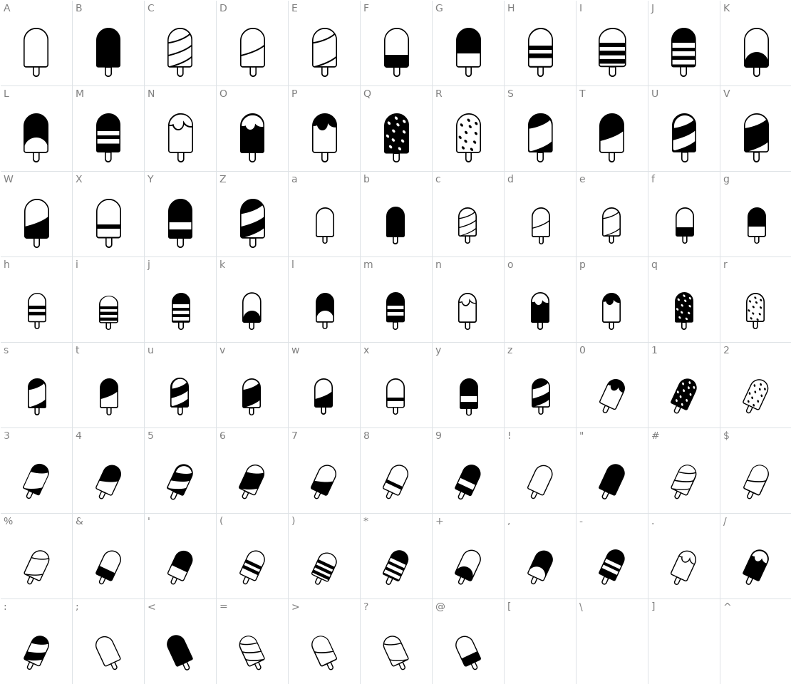 Character set for Ice Lolly Ding