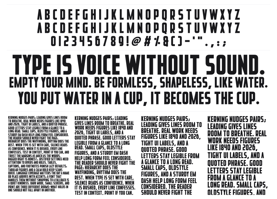 Perfect Futures specimen sheet