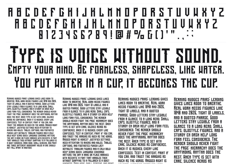 Alardo specimen sheet