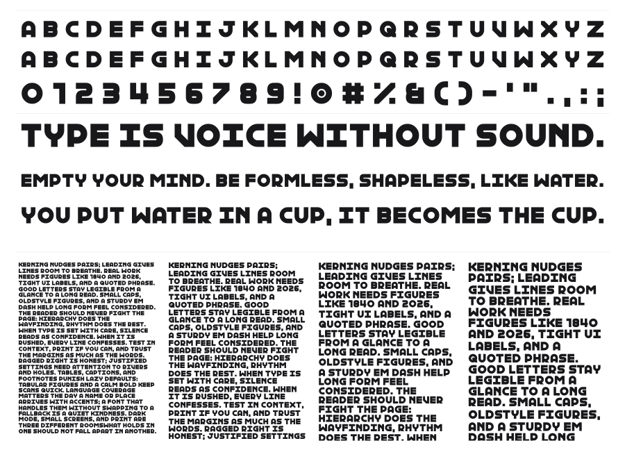 Internal Rainbows specimen sheet