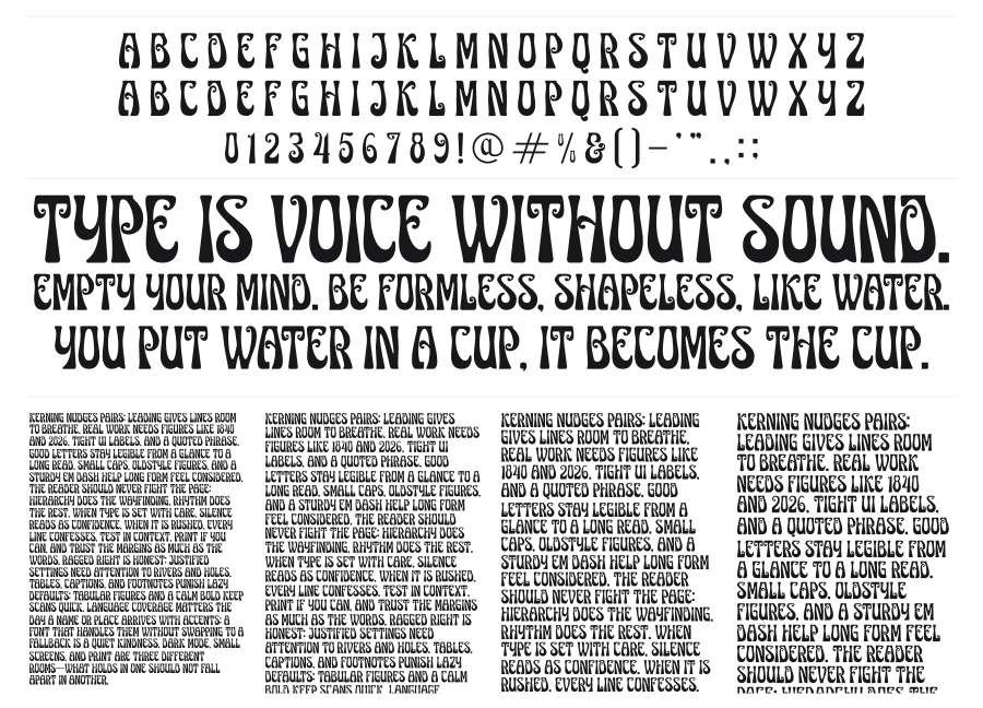 Skypian specimen sheet