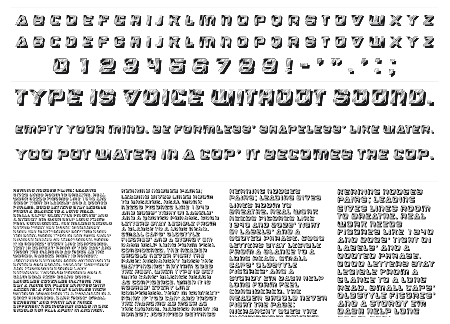 Gabella specimen sheet