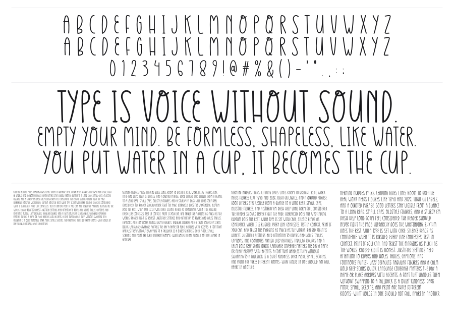White Farmhouse specimen sheet