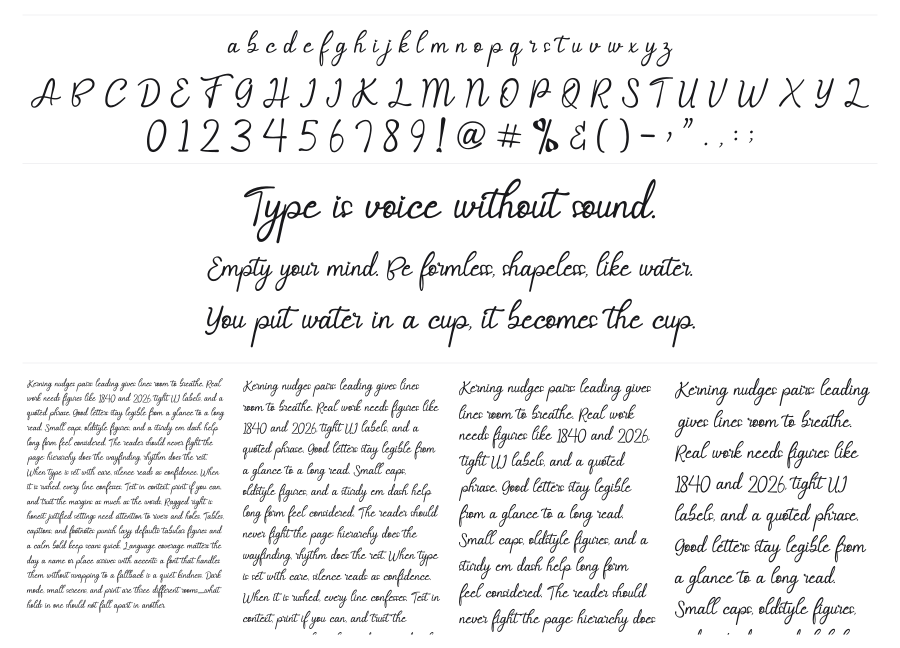 Selvia Cahya specimen sheet