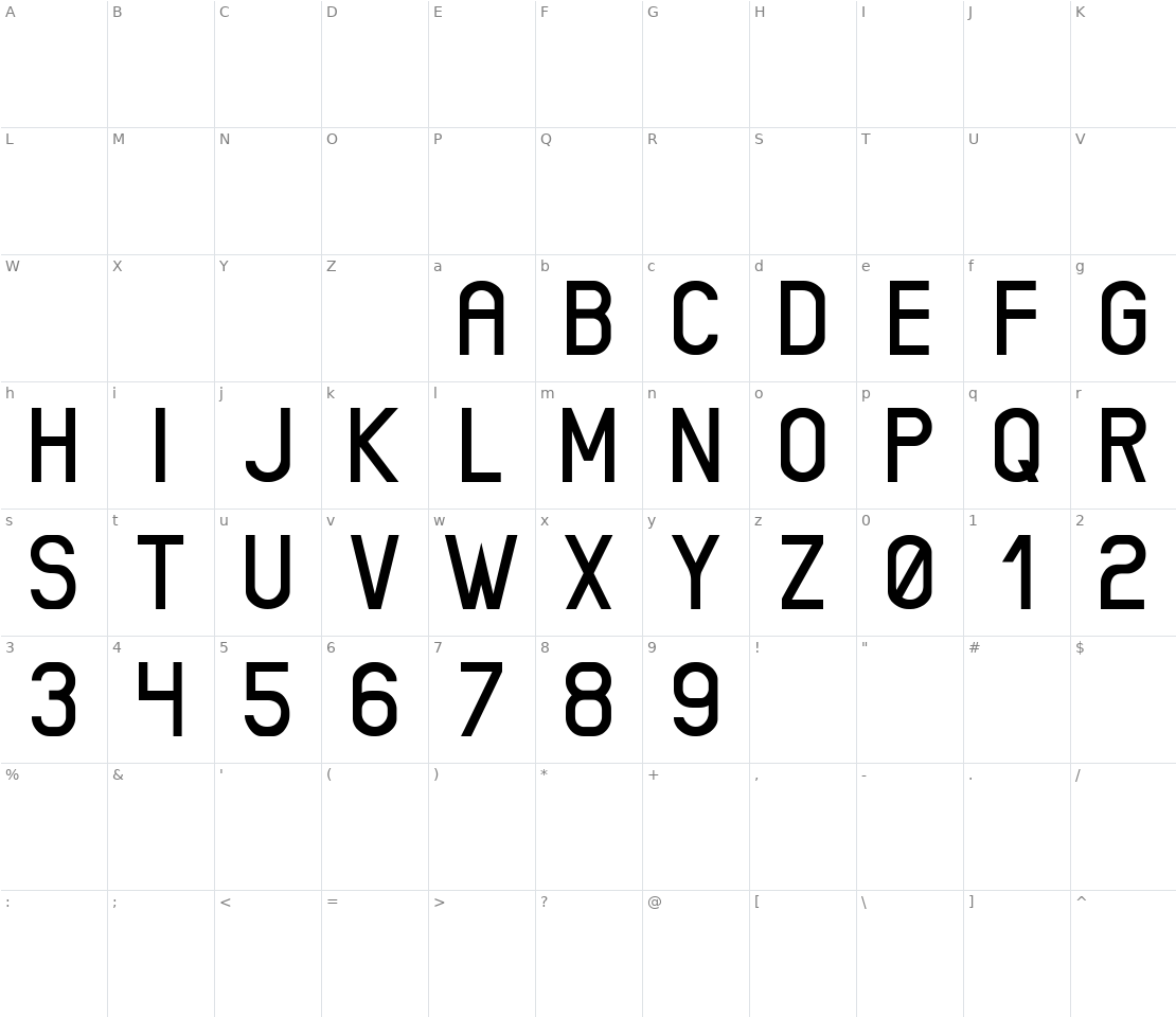 Character set for Xenik