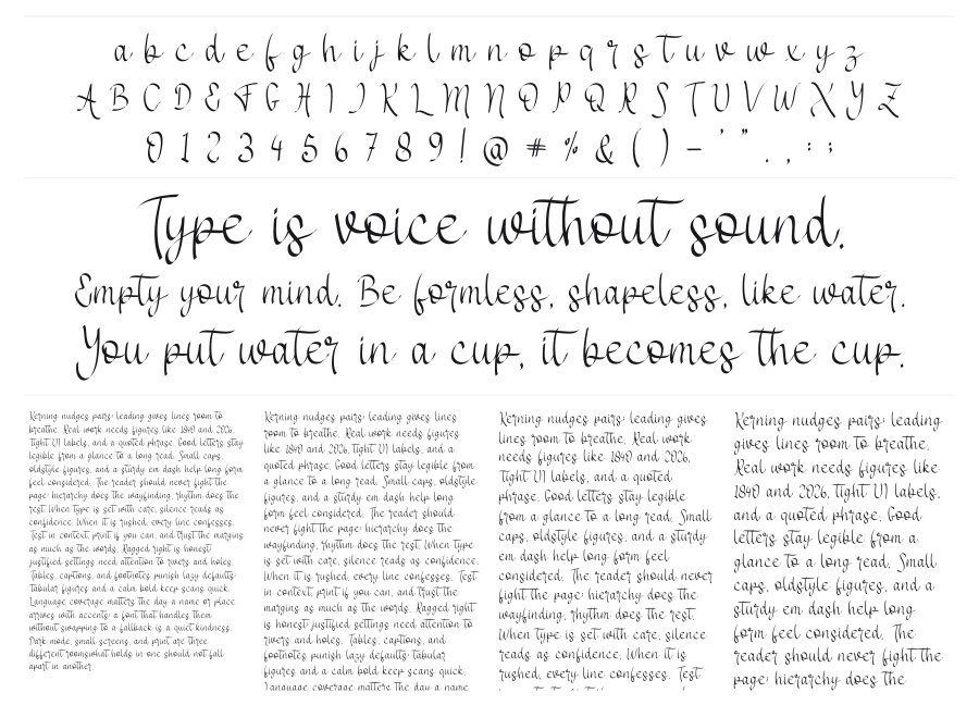 Anybella specimen sheet