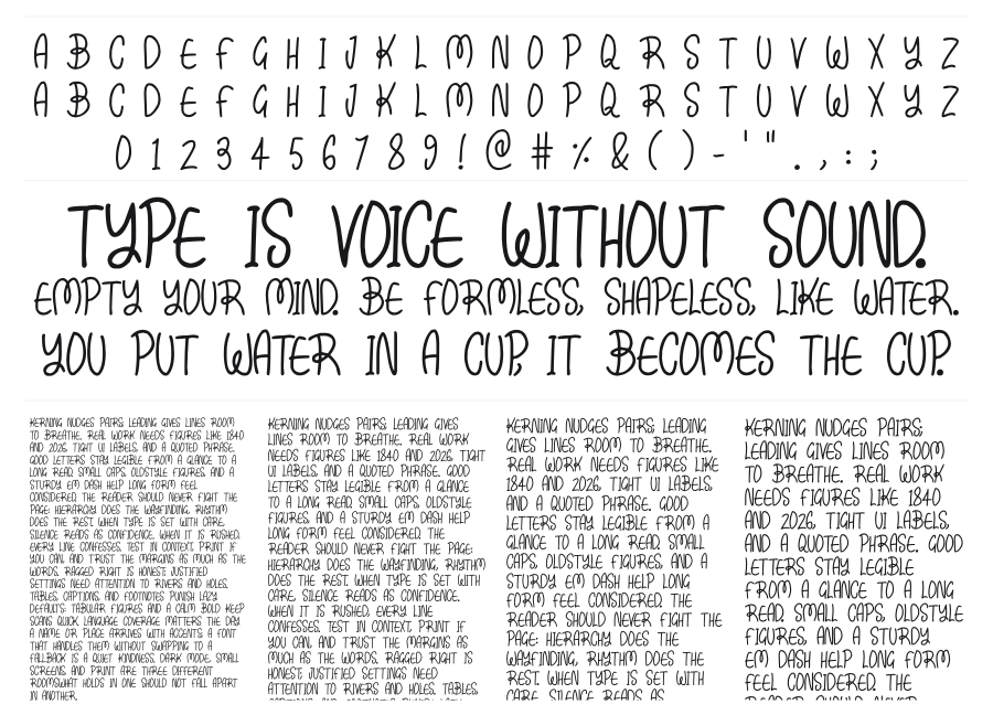 Kissy specimen sheet