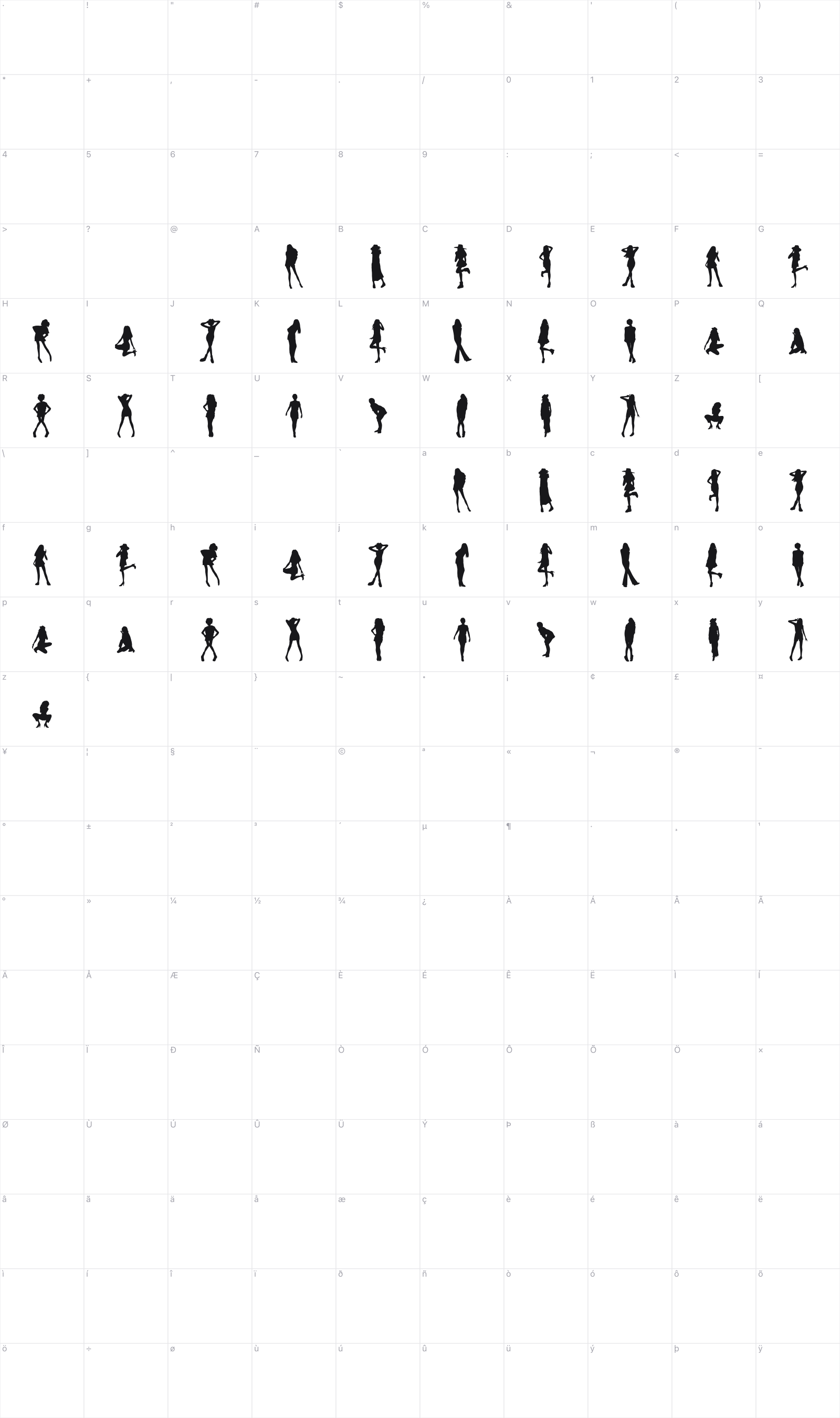 Shibuya Now! glyph table