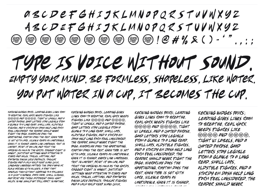 Eramore specimen sheet