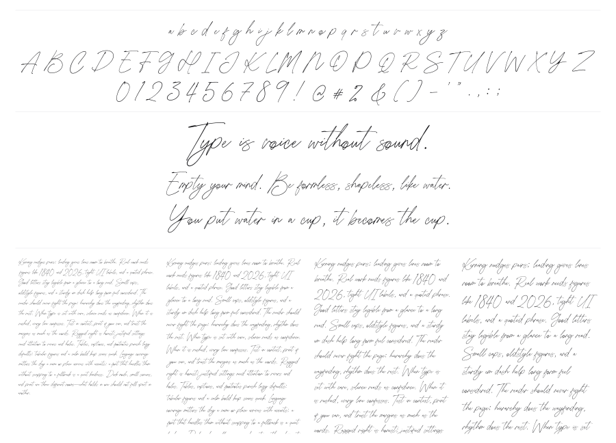 Betalisa specimen sheet