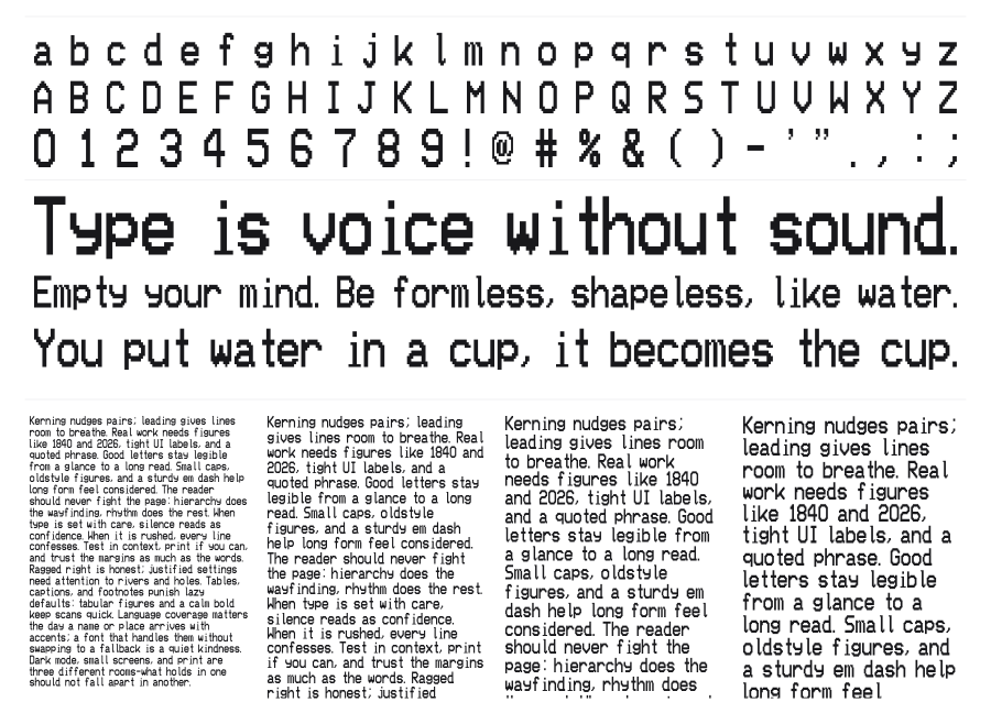 Easy Text specimen sheet